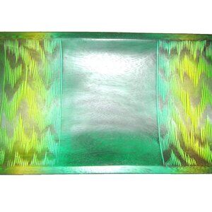 Green & Yellow Rectangle Wood Tray Decorative Plate Wall Art 16 x 8.5 x 2